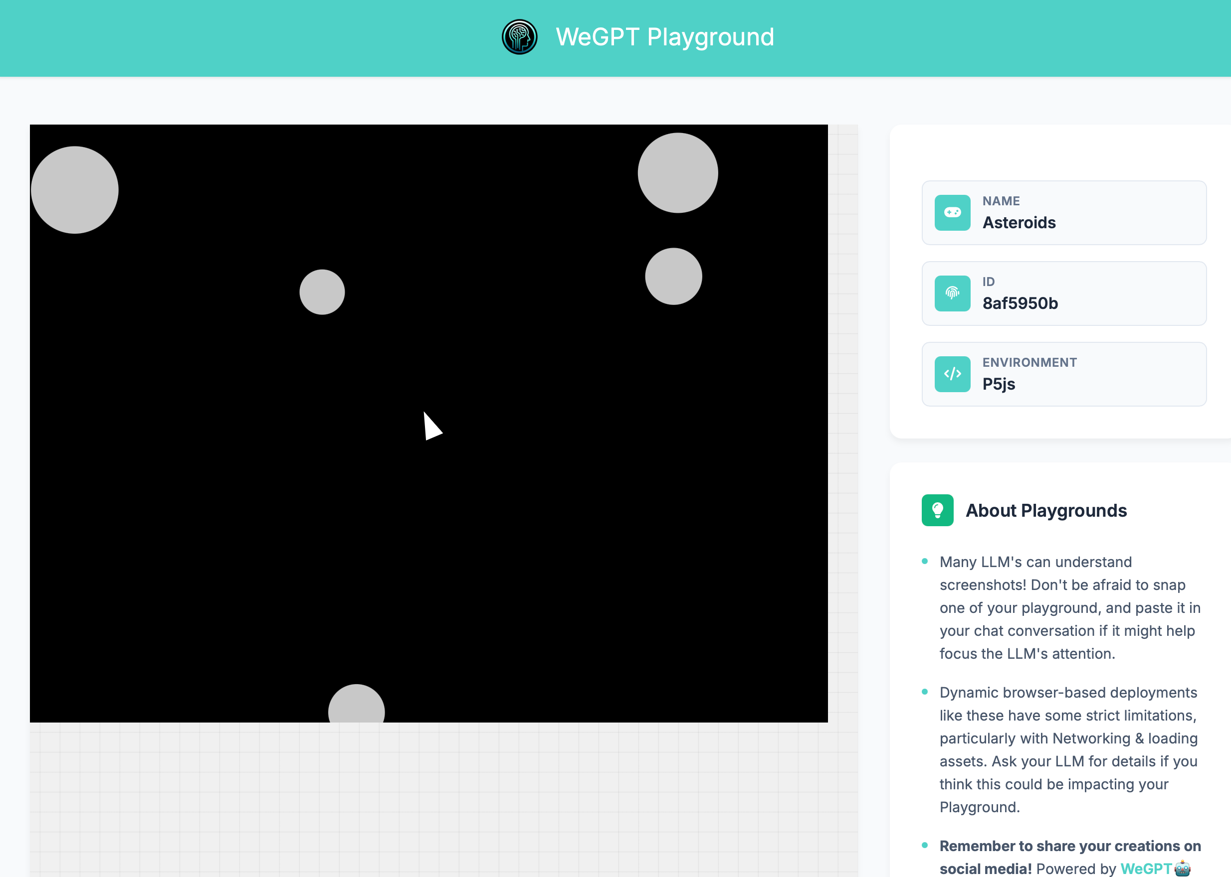 WeGPT playground sample
